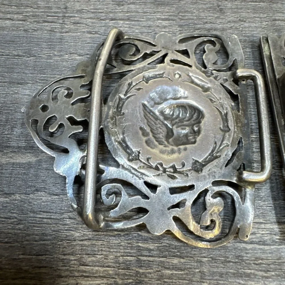 Victorian Sterling Silver Nurses Belt Buckle Cherubs Chester 1895 Henry Matthews